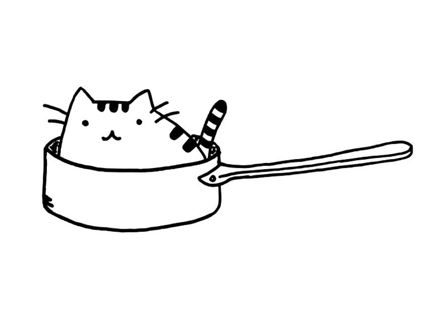 gatto in pentola Disegno da colorare gatto in pentola