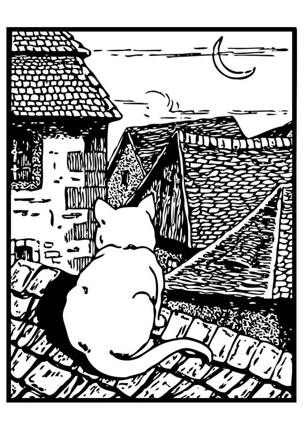 gatto sul tetto Disegno da colorare gatto sul tetto