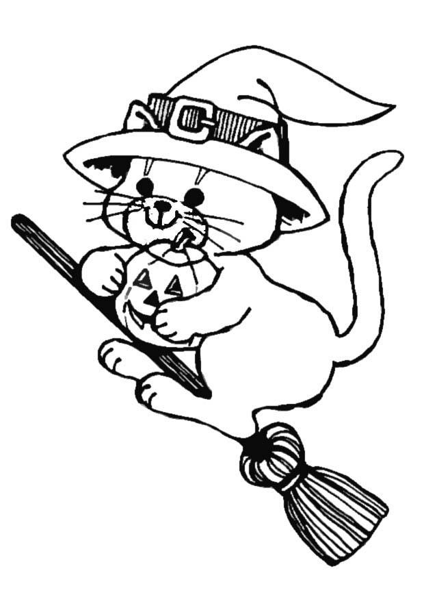 gatto volante halloween Disegno da colorare gatto volante halloween