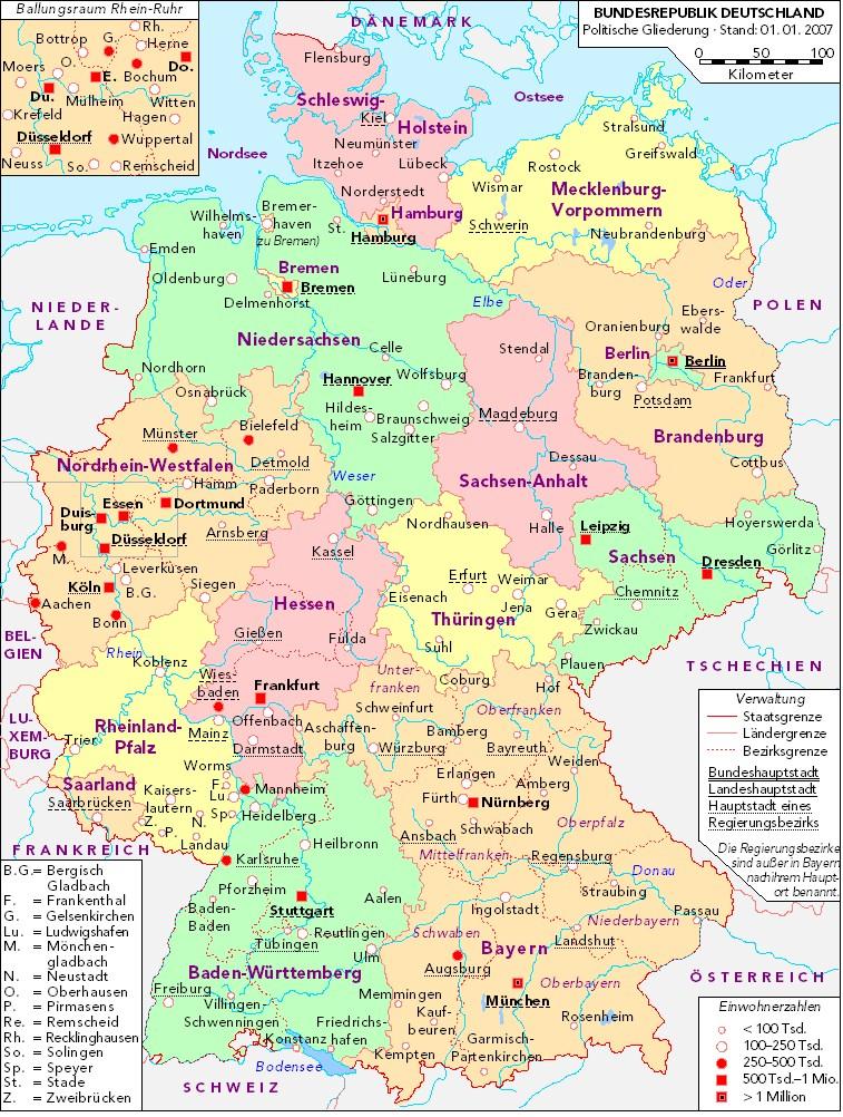 germania - mappa politica 2007 immagine germania - mappa politica 2007