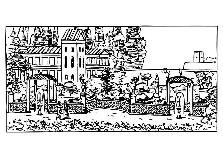 giardino romano Disegno da colorare giardino romano