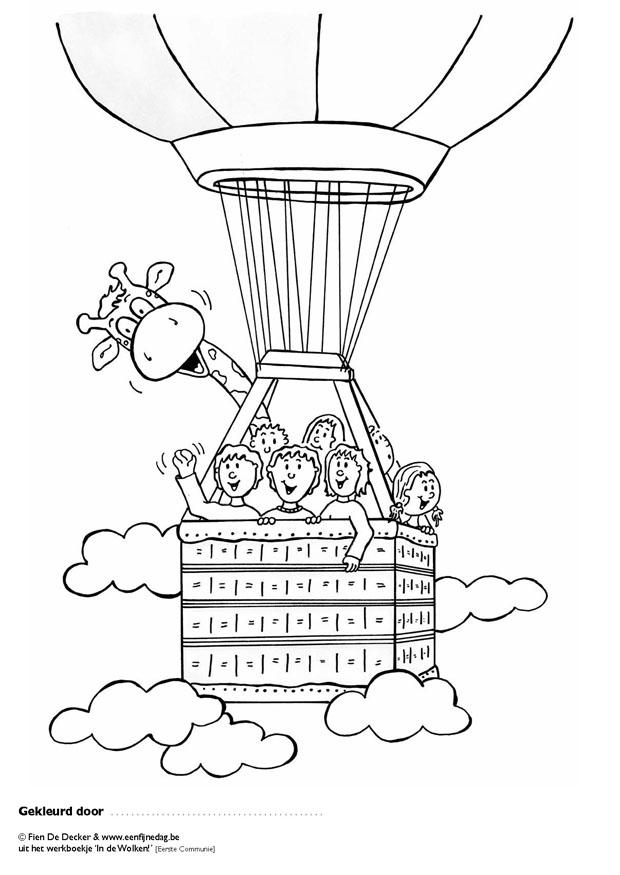 giulio in mongolfiera con gli amici Disegno da colorare giulio in mongolfiera con gli amici