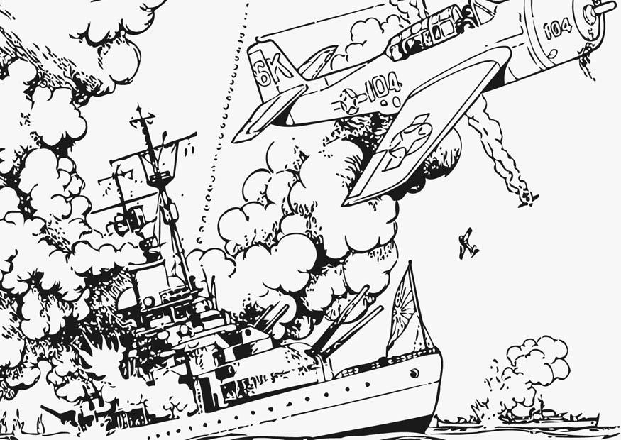 guerra in mare Disegno da colorare guerra in mare