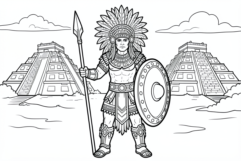 guerriero azteco Disegno da colorare guerriero azteco
