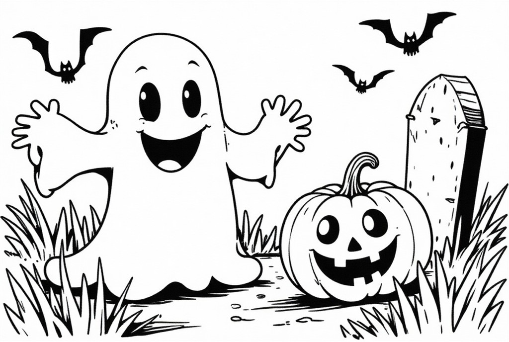 halloween al cimitero Disegno da colorare halloween al cimitero
