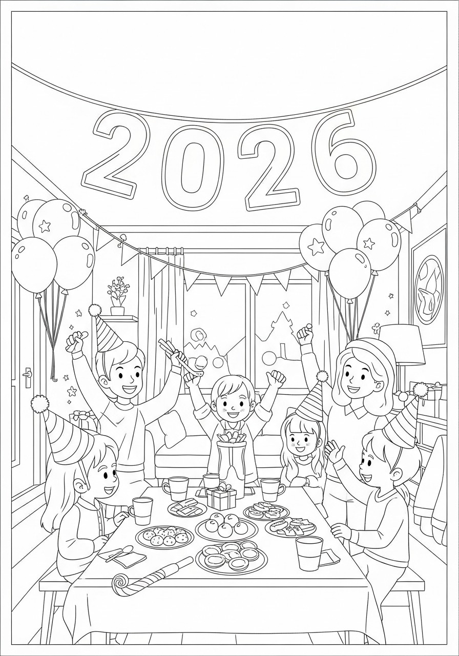 happy new year 2026 Disegno da colorare happy new year 2026