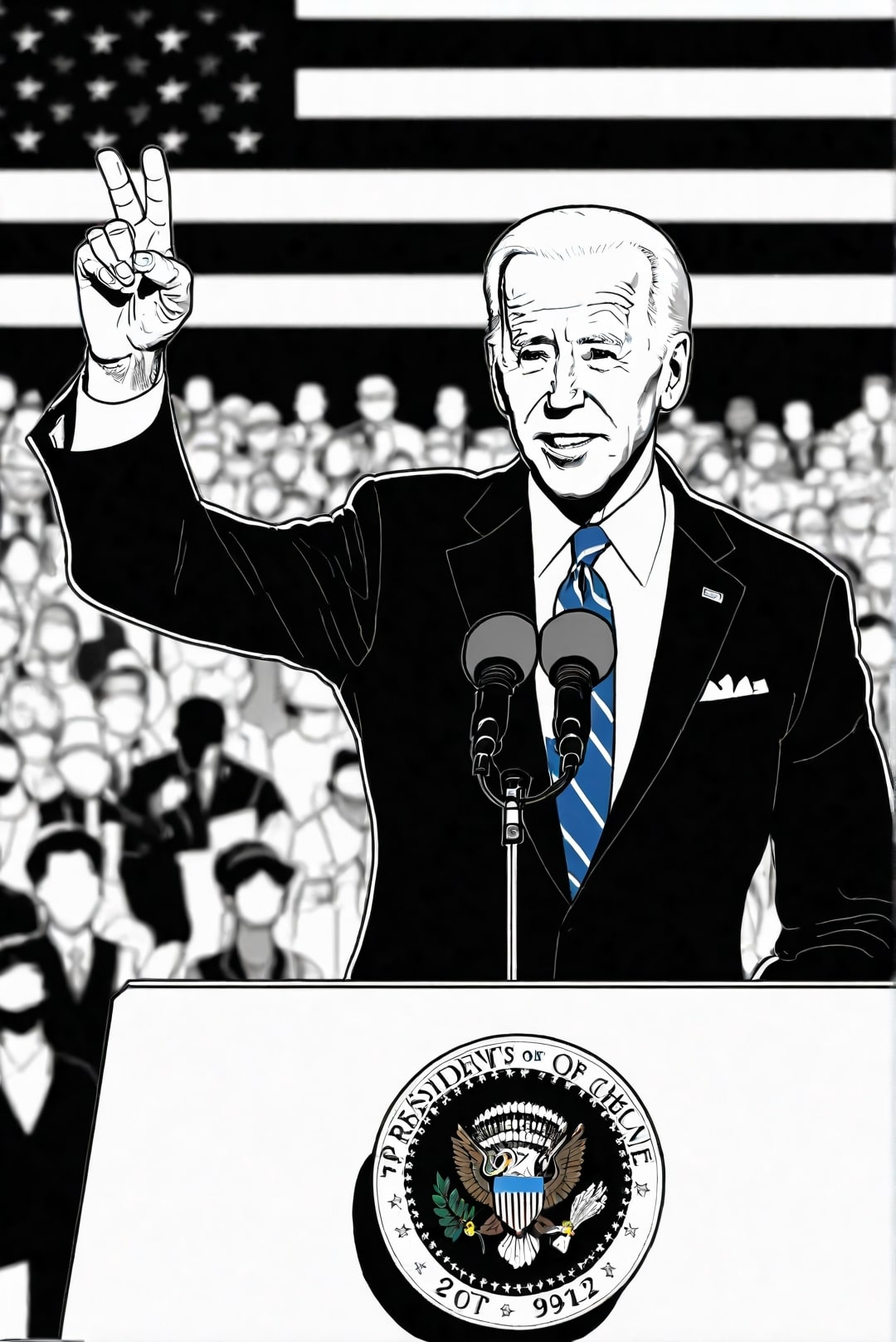 Disegno da colorare il presidente biden durante un incontro