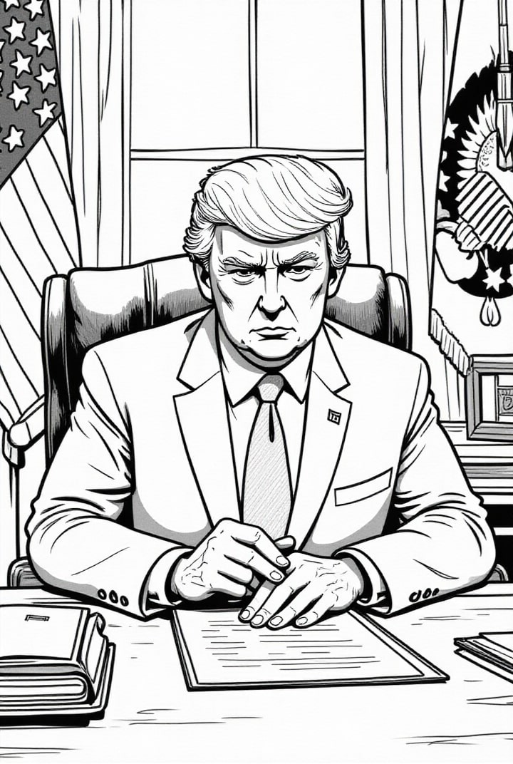 il presidente donald trump nello studio ovale Disegno da colorare il presidente donald trump nello studio ovale