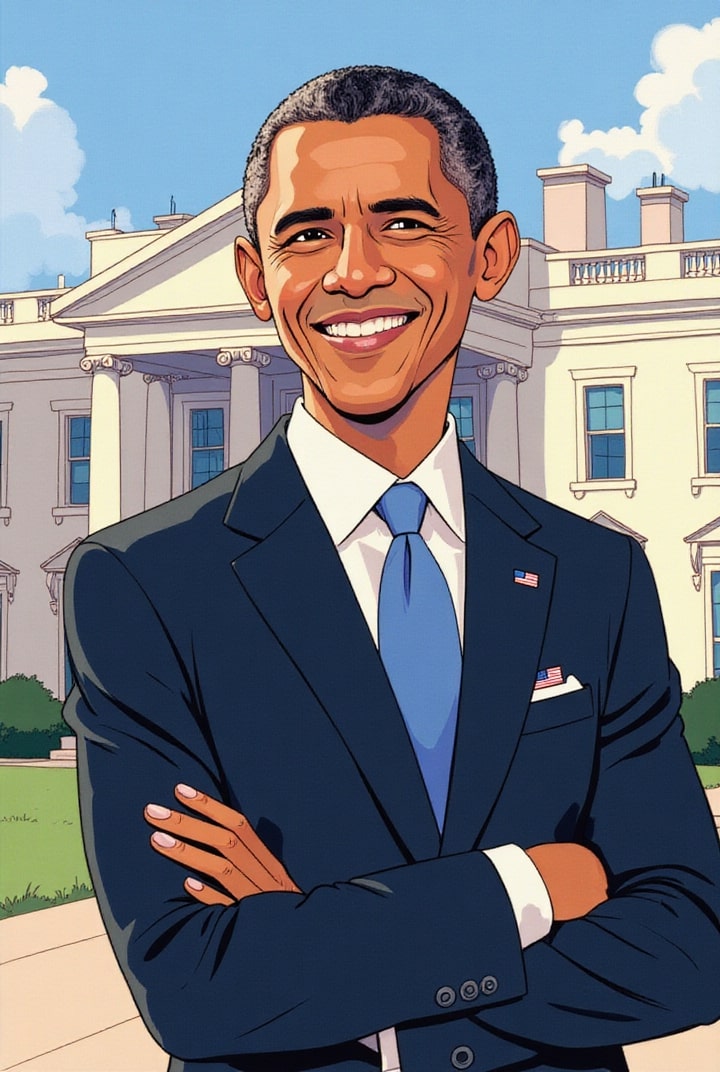immagine il presidente obama davanti alla casa bianca