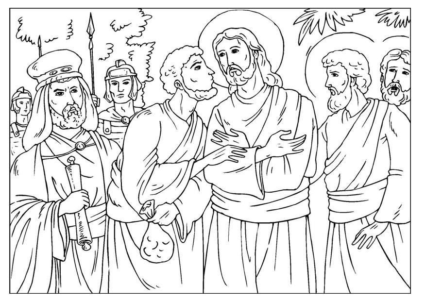 il tradimento di giuda Disegno da colorare il tradimento di giuda