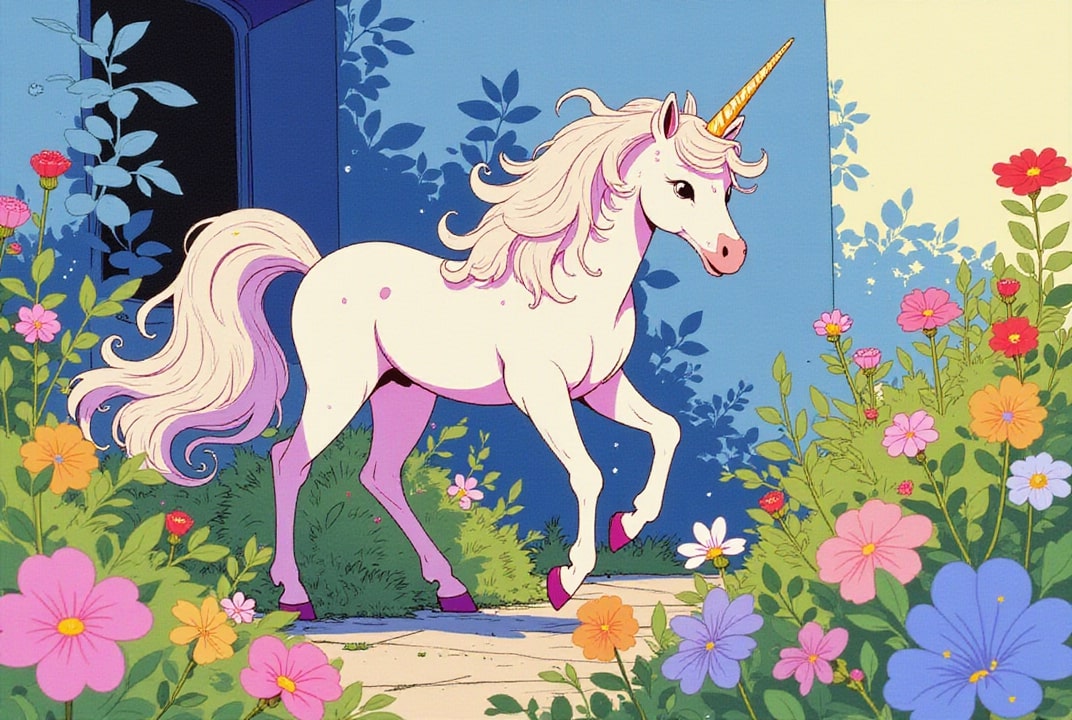 immagine unicorno nella foresta