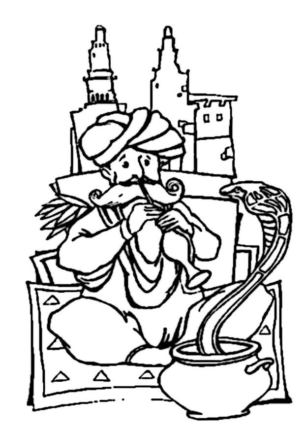 incantatore di serpenti Disegno da colorare incantatore di serpenti