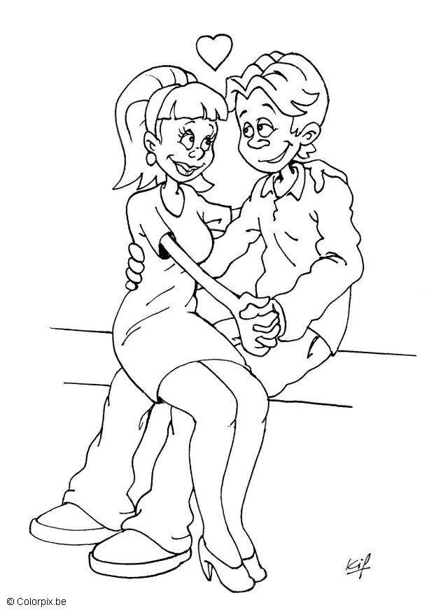 innamorati a san valentino Disegno da colorare innamorati a san valentino
