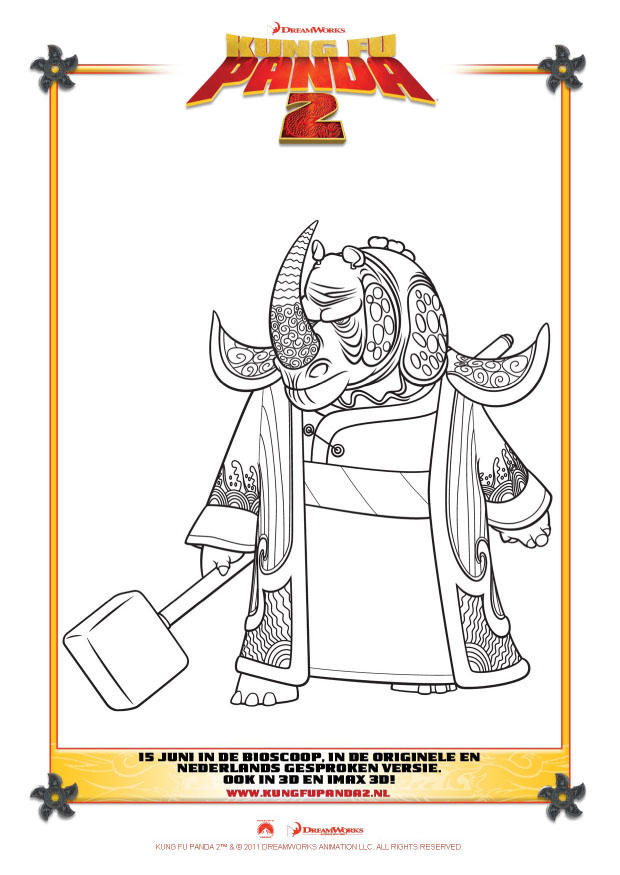 Disegno da colorare kung fu panda 2