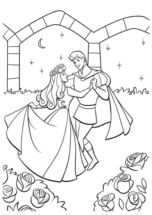 la bella addormentata nel bosco con il principe Disegno da colorare la bella addormentata nel bosco con il principe