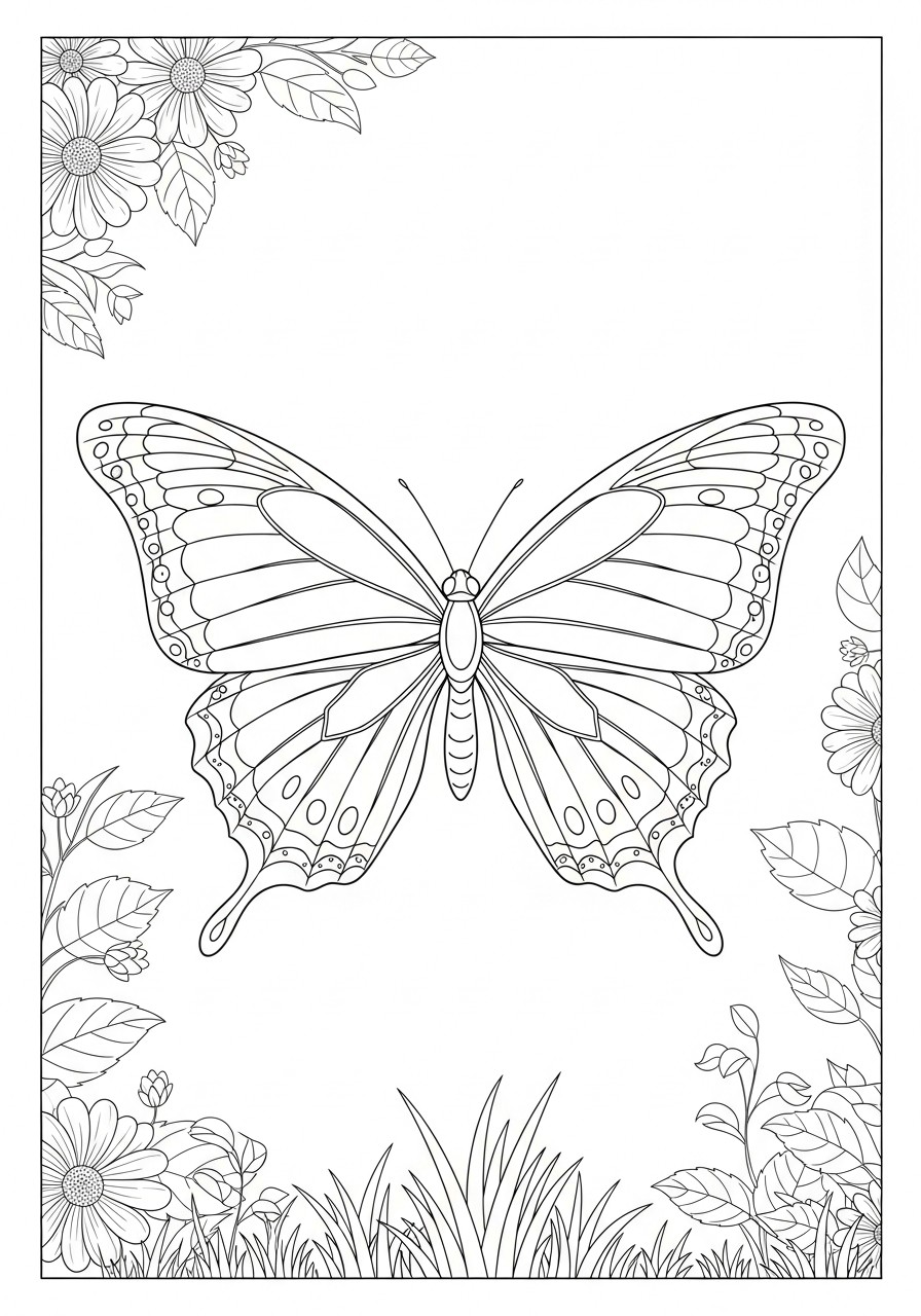 la farfalla vola nel giardino Disegno da colorare la farfalla vola nel giardino