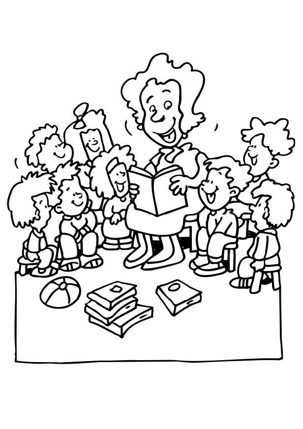la maestra racconta Disegno da colorare la maestra racconta