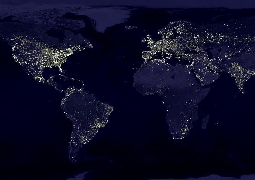 Foto la terra di notte