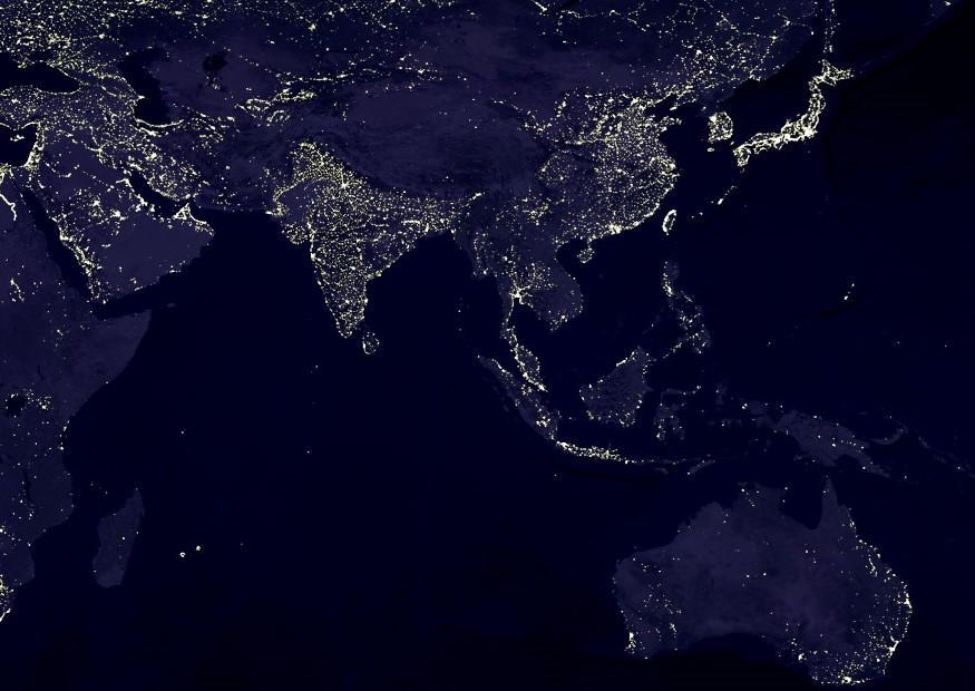Foto la terra di notte