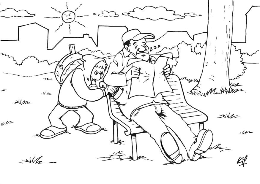 ladro nel parco Disegno da colorare ladro nel parco