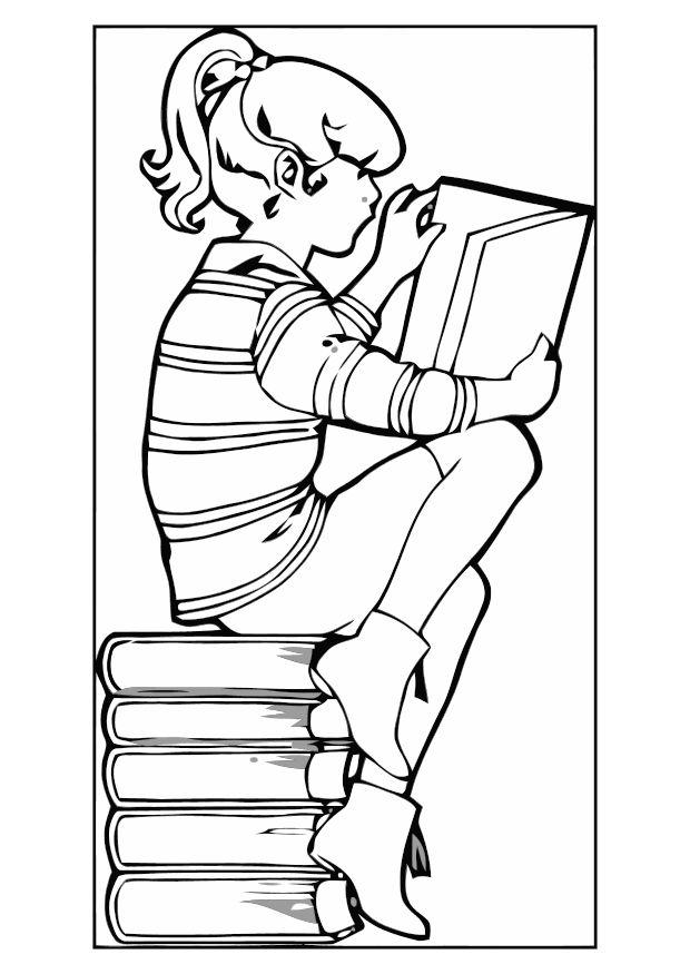 leggere un libro Disegno da colorare leggere un libro
