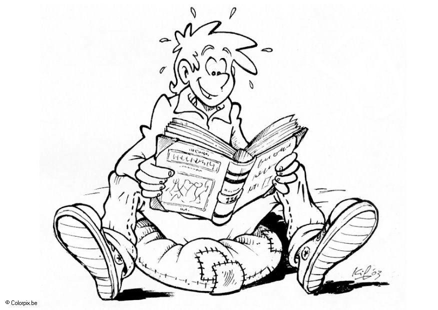 leggere un libro Disegno da colorare leggere un libro