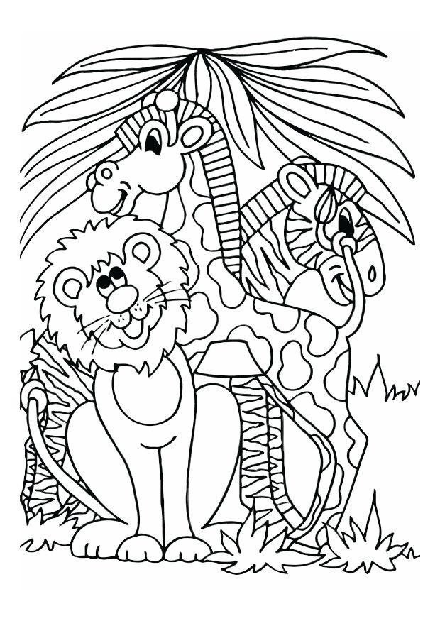 leone, giraffa e zebra Disegno da colorare leone, giraffa e zebra