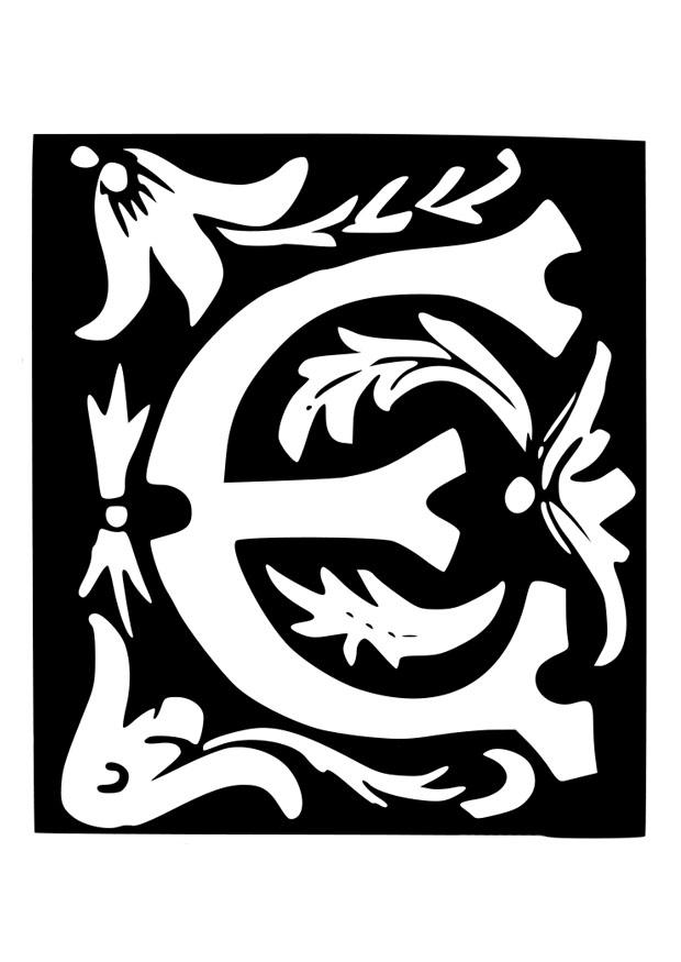 lettera decorativa -e Disegno da colorare lettera decorativa -e