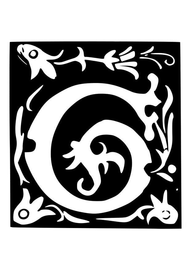 lettera decorativa -g Disegno da colorare lettera decorativa -g