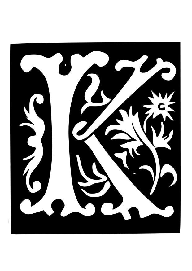 lettera decorativa -k Disegno da colorare lettera decorativa -k
