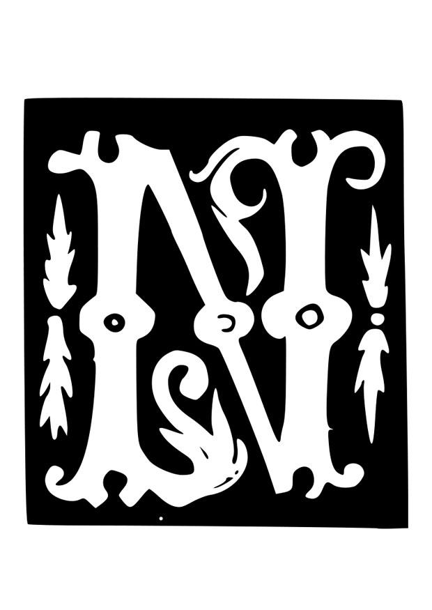 lettera decorativa -n Disegno da colorare lettera decorativa -n
