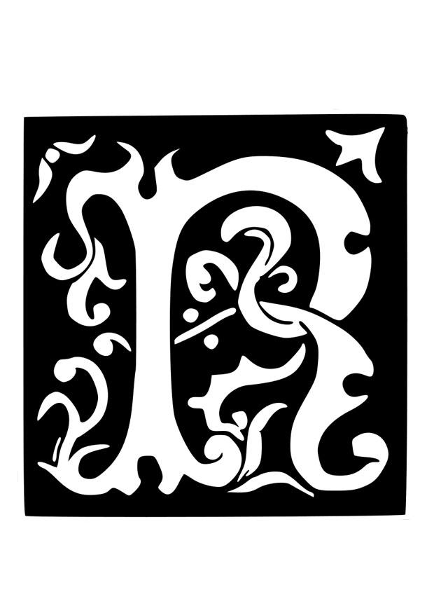 lettera decorativa -r Disegno da colorare lettera decorativa -r