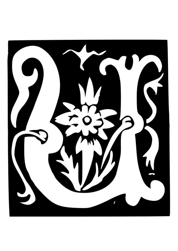 lettera decorativa - u Disegno da colorare lettera decorativa - u