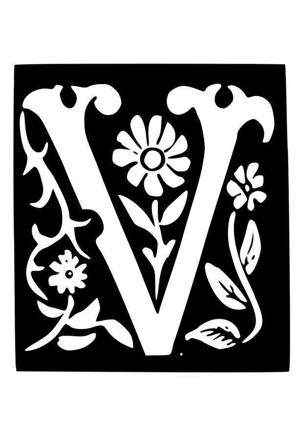 lettera decorativa -v Disegno da colorare lettera decorativa -v