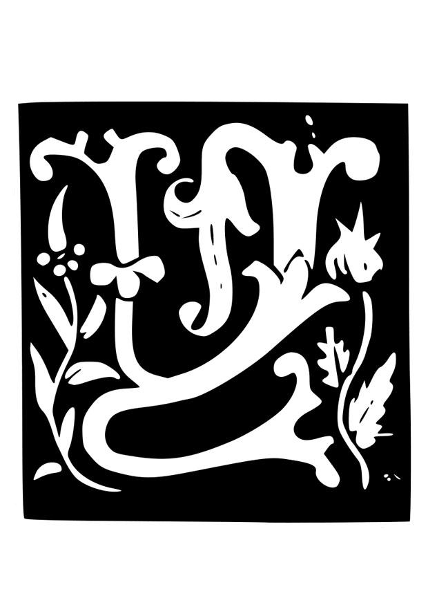 lettera decorativa -w Disegno da colorare lettera decorativa -w
