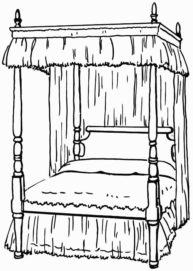 letto a baldachino Disegno da colorare letto a baldachino