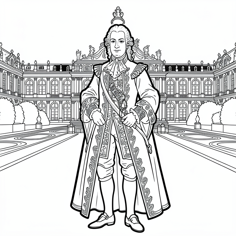 luigi xiv davanti alla sua reggia di versailles Disegno da colorare luigi xiv davanti alla sua reggia di versailles