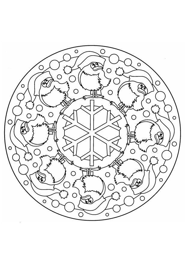 Disegno da colorare mandala natalizia