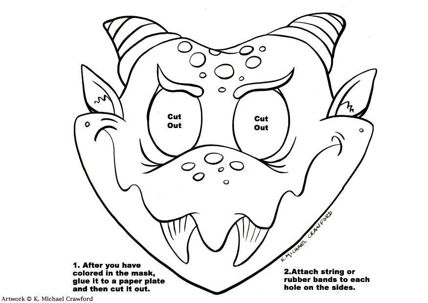 maschera di drago Disegno da colorare maschera di drago