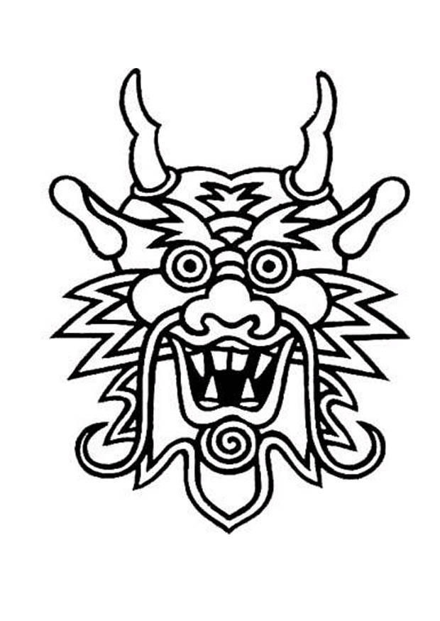 Disegno da colorare maschera drago