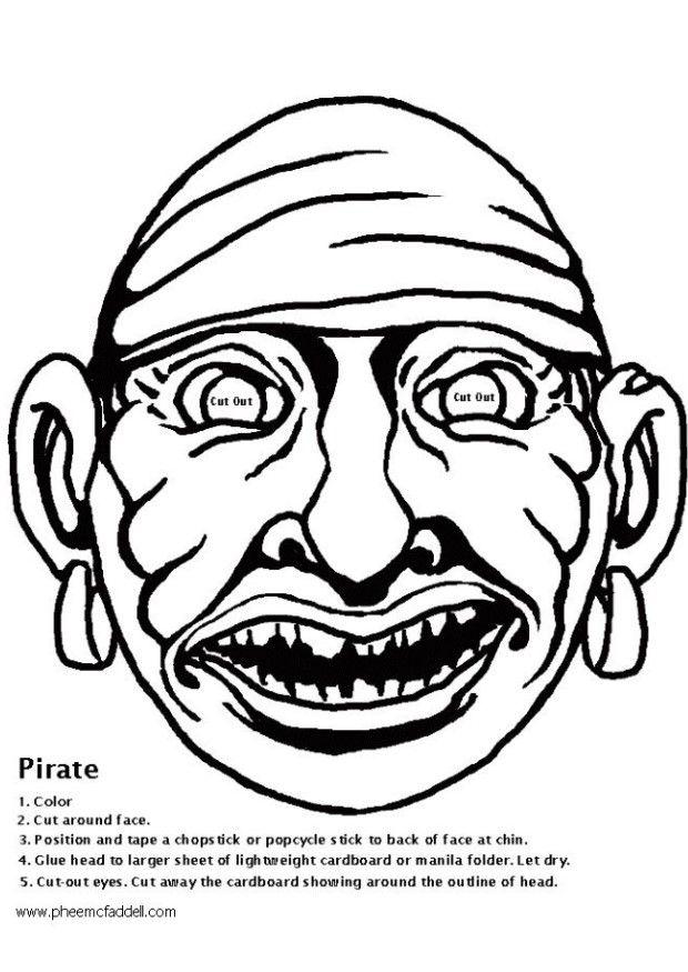 maschera pirati Disegno da colorare maschera pirati