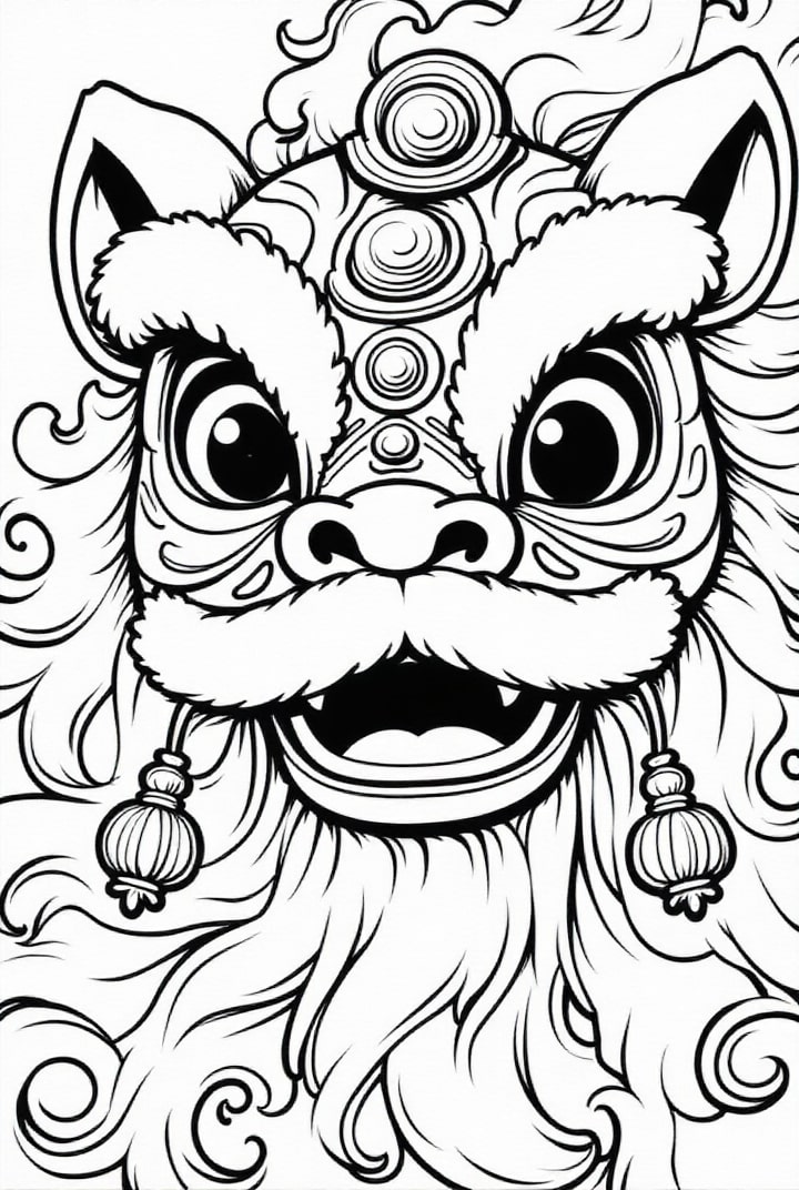 maschera tradizionale cinese del drago Disegno da colorare maschera tradizionale cinese del drago