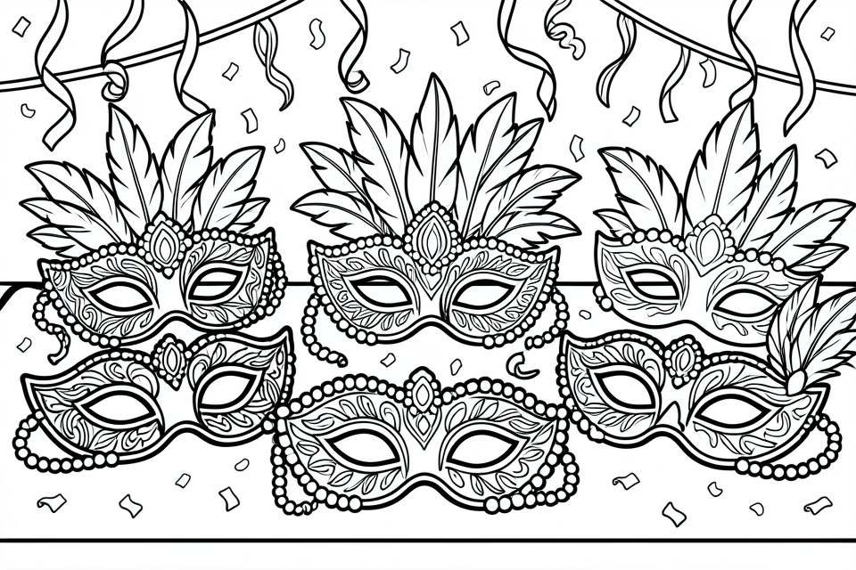 maschere di carnevale Disegno da colorare maschere di carnevale