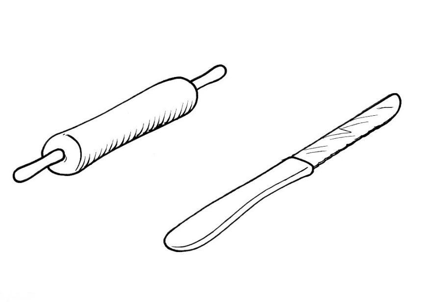 mattarello e coltello Disegno da colorare mattarello e coltello