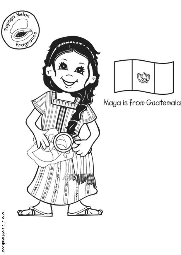 maya dal guatamala Disegno da colorare maya dal guatamala