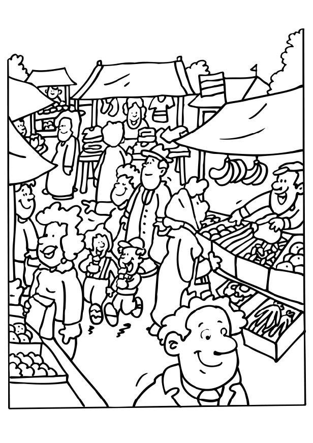 Disegno da colorare mercato
