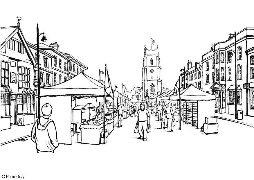 mercato Disegno da colorare mercato