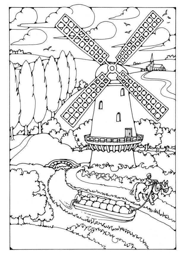 mulino a vento Disegno da colorare mulino a vento