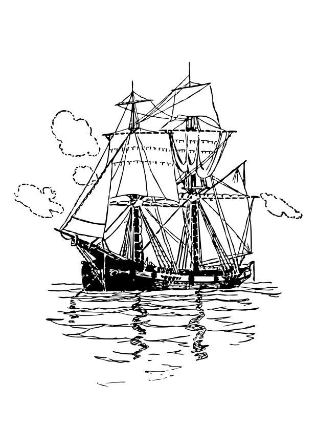 nave a due veli Disegno da colorare nave a due veli