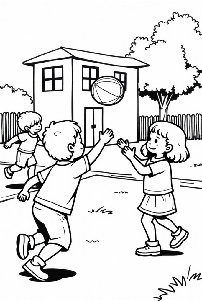 nel parco giochi Disegno da colorare nel parco giochi